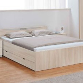 Кровать двуспальная Мелисса 1400 с ящиками, ясень Шимо светлый