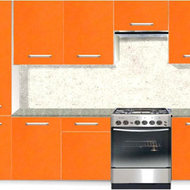 Кухня Симпл 2500 оранжевый глянец звездная пыль