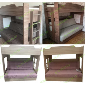 Кровать двухъярусная с диван-кроватью и верхним матрасом
