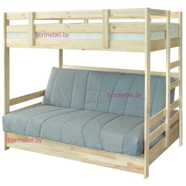 Кровать двухъярусная с диваном Массив на блоке независимых пружин