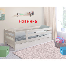 Кровать детская массив Норка с бортиком и ящиками