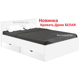 Кровать двуспальная Дрим 1600 с ящиками и ортопедом (цвет белый)