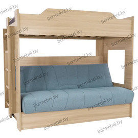 Кровать двухъярусная с диван-кроватью ЛДСП дуб сонома (чехол Ковер 70)