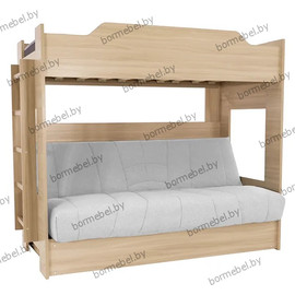 Кровать двухъярусная с диван-кроватью ЛДСП дуб сонома (чехол Ковер 83)