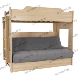 Кровать двухъярусная с диван-кроватью ЛДСП дуб сонома (чехол Ковер 87)